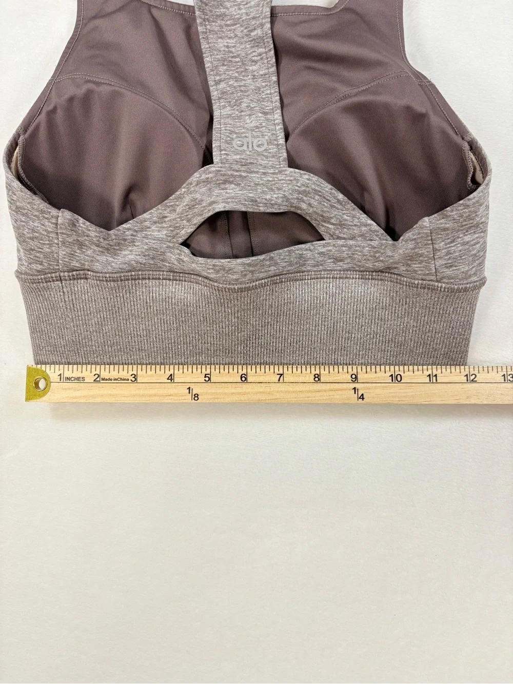 Alo Yoga Alosoft Serenity Bra Gravel Heather High Neck Racerback Size XS